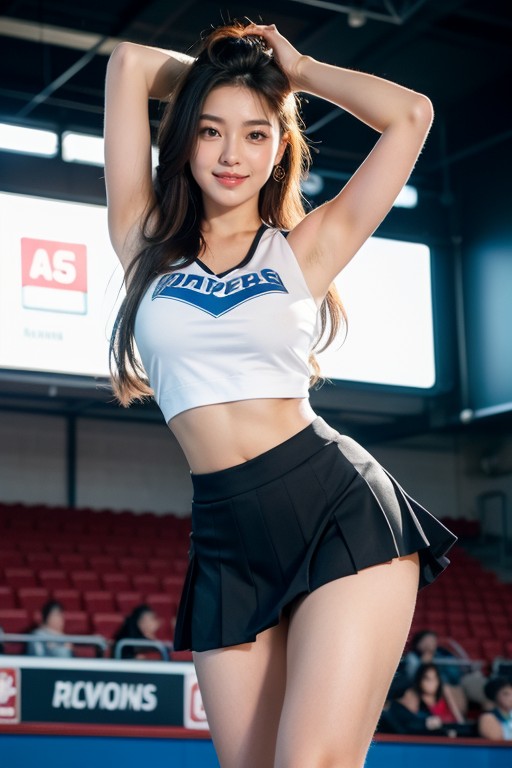 Smug Expression, 18+, Bright Stadium Lighting Casting Soft Shadows Asian AI Porn
