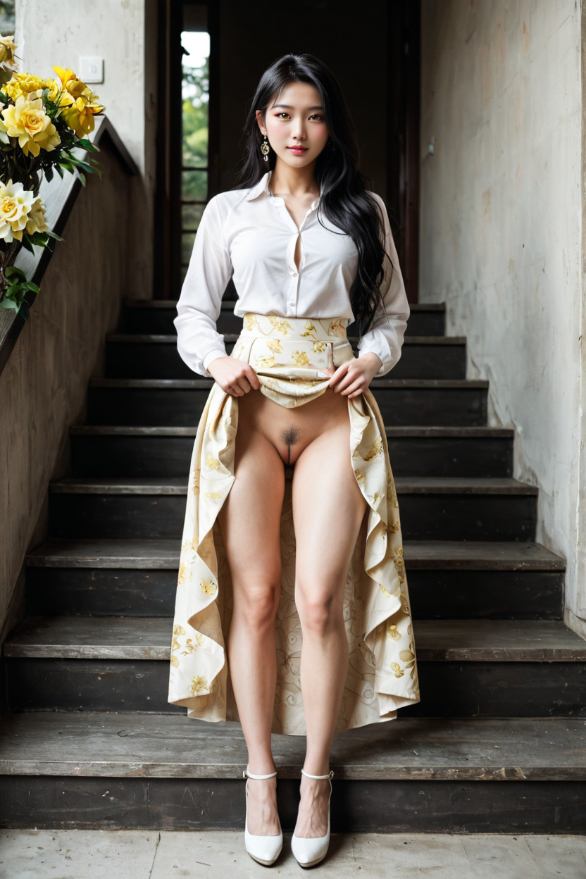 Black Long Hair, No Panties, Korean Idol Face Asian AI Porn