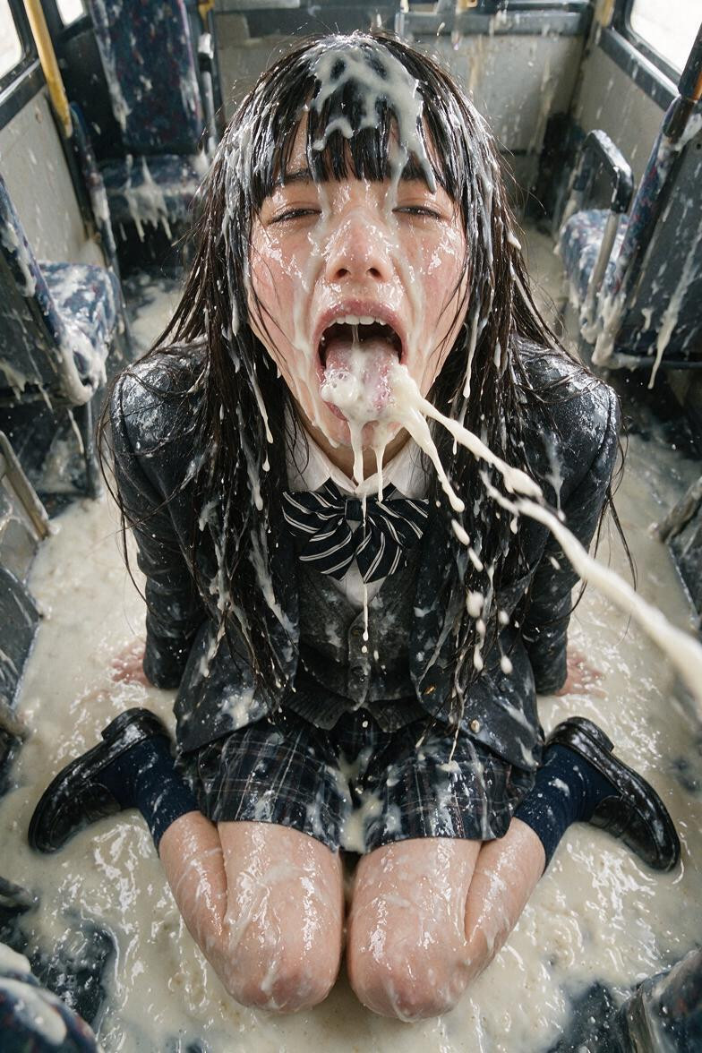 Hers Body Is Covered In An Extreme Amount Of Wet Translucent Ropes Of Cum, Excessive Amount Of Cum, Solo Asian AI Porn