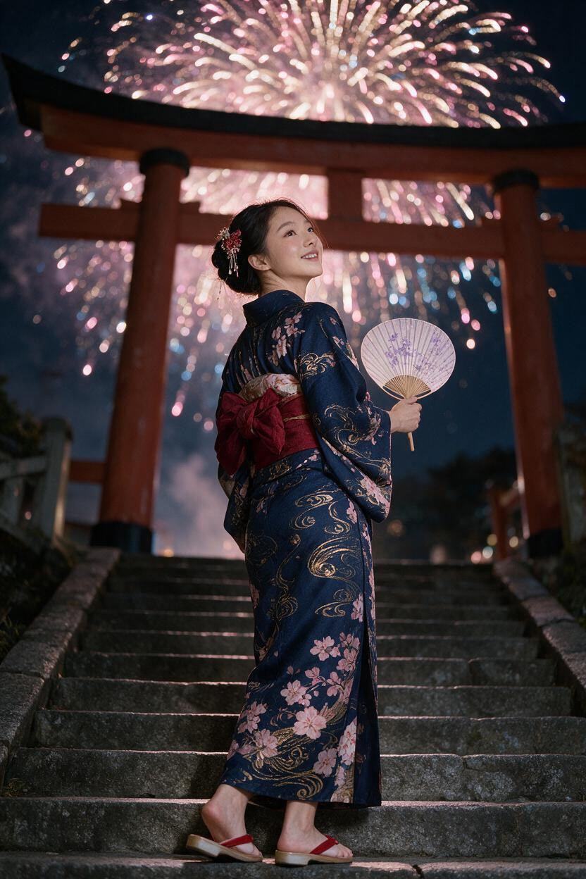 Skinny, Beautiful Curveships And Body, Along With Traditional Japanese *geta* Sandals Her Exceptionally Long Hair Is Styled Into A Chic Bun At The Back Of Her Head Asian AI Porn