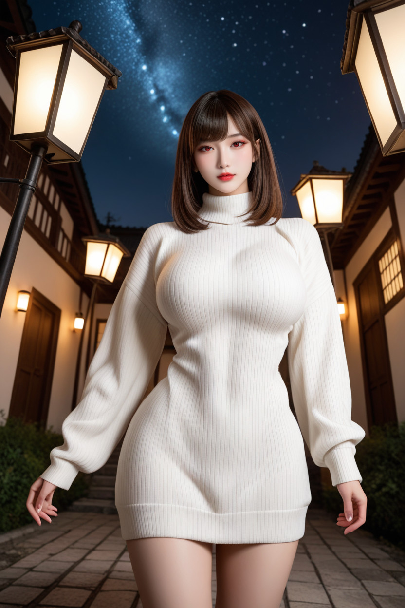 Outdoor, Wooden House On The Mountain, Standing Asian AI Porn