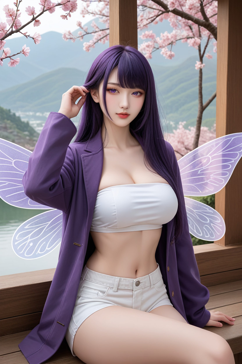 Hand On Hair, Chinese Idol, Blue Sky With Clouds Asian AI Porn