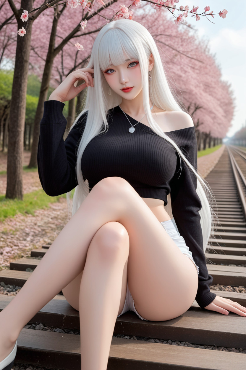 Hand In Hair, Chinese Idol, Perfect Waist And Hip Asian AI Porn