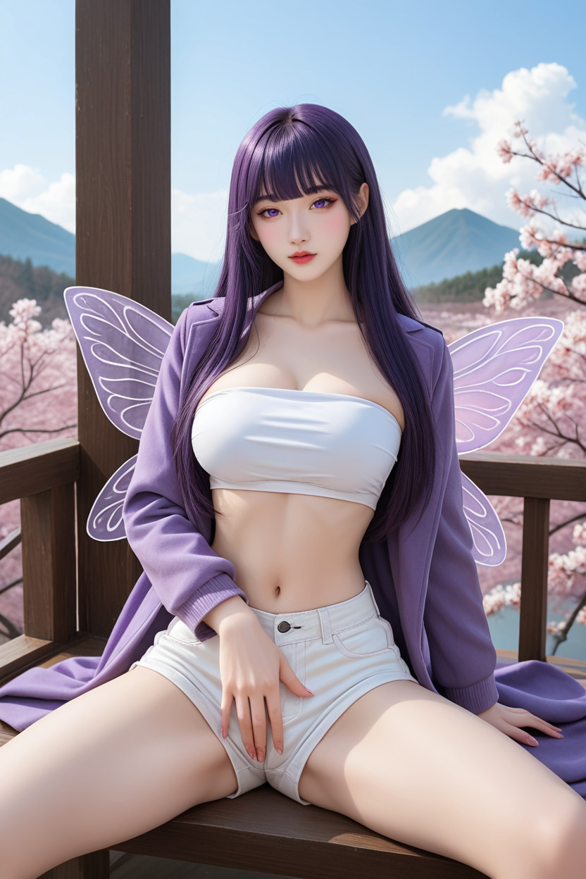 Purple Wool Jacket, Chinese Idol, Lake And Mountain View Asian AI Porn