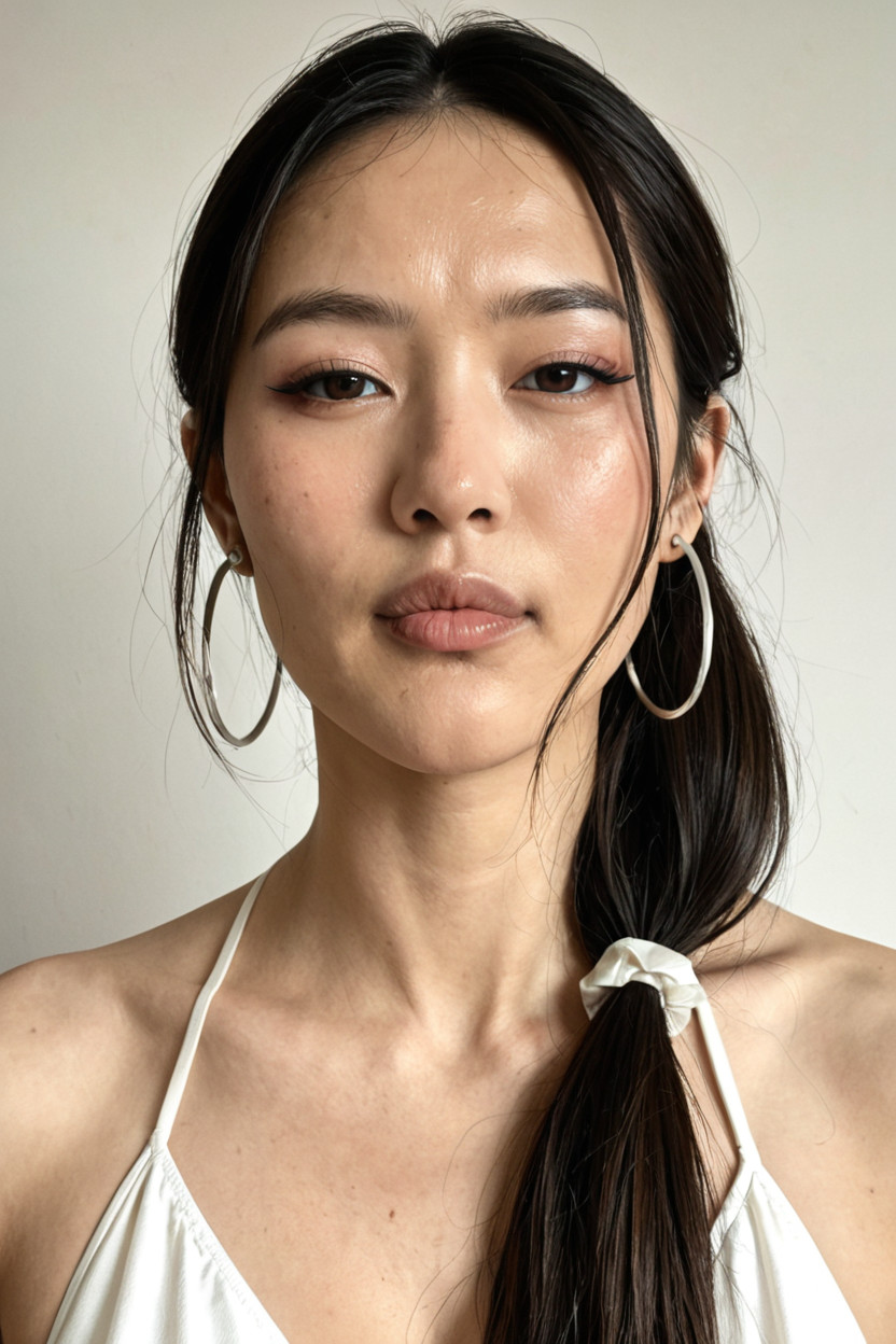 Adult Japanese Woman, Looking At Viewer, Wispy Bangs Touching Eyebrows Asian AI Porn