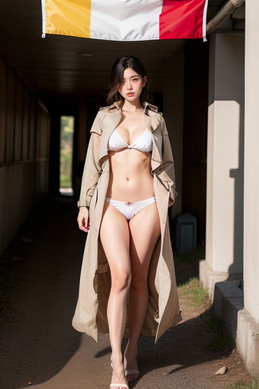 Front View, White Shiny Skin, Gorgeous Asian AI Porn