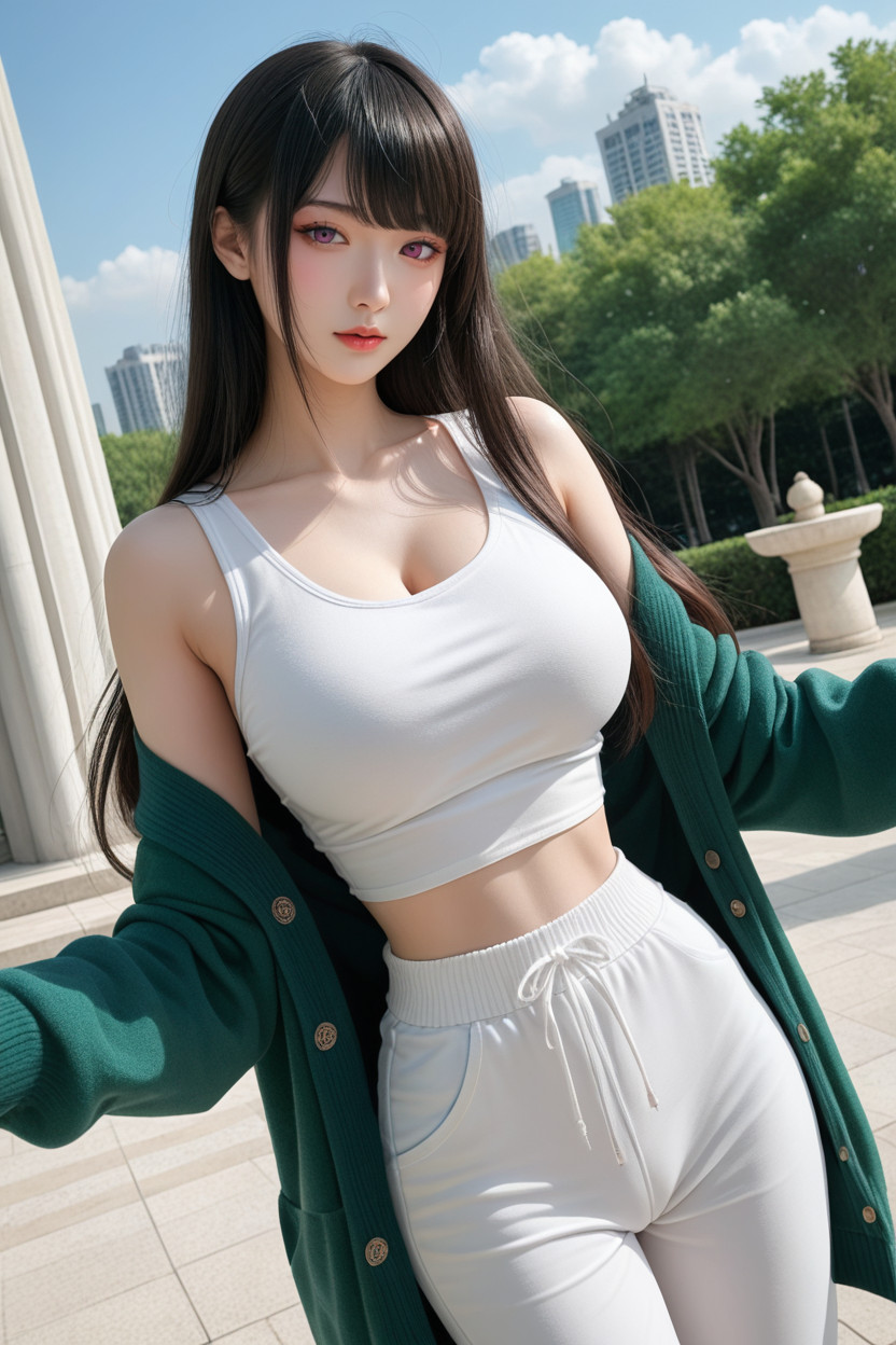 City Park, Perfect Chinese Idol Face, Sunlight Asian AI Porn