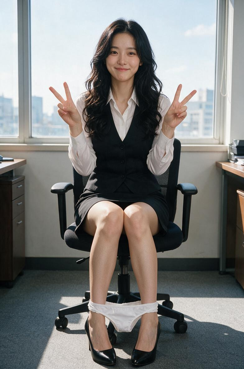 Lifted Skirt, Long Sleeve, Permed Hair Asian AI Porn