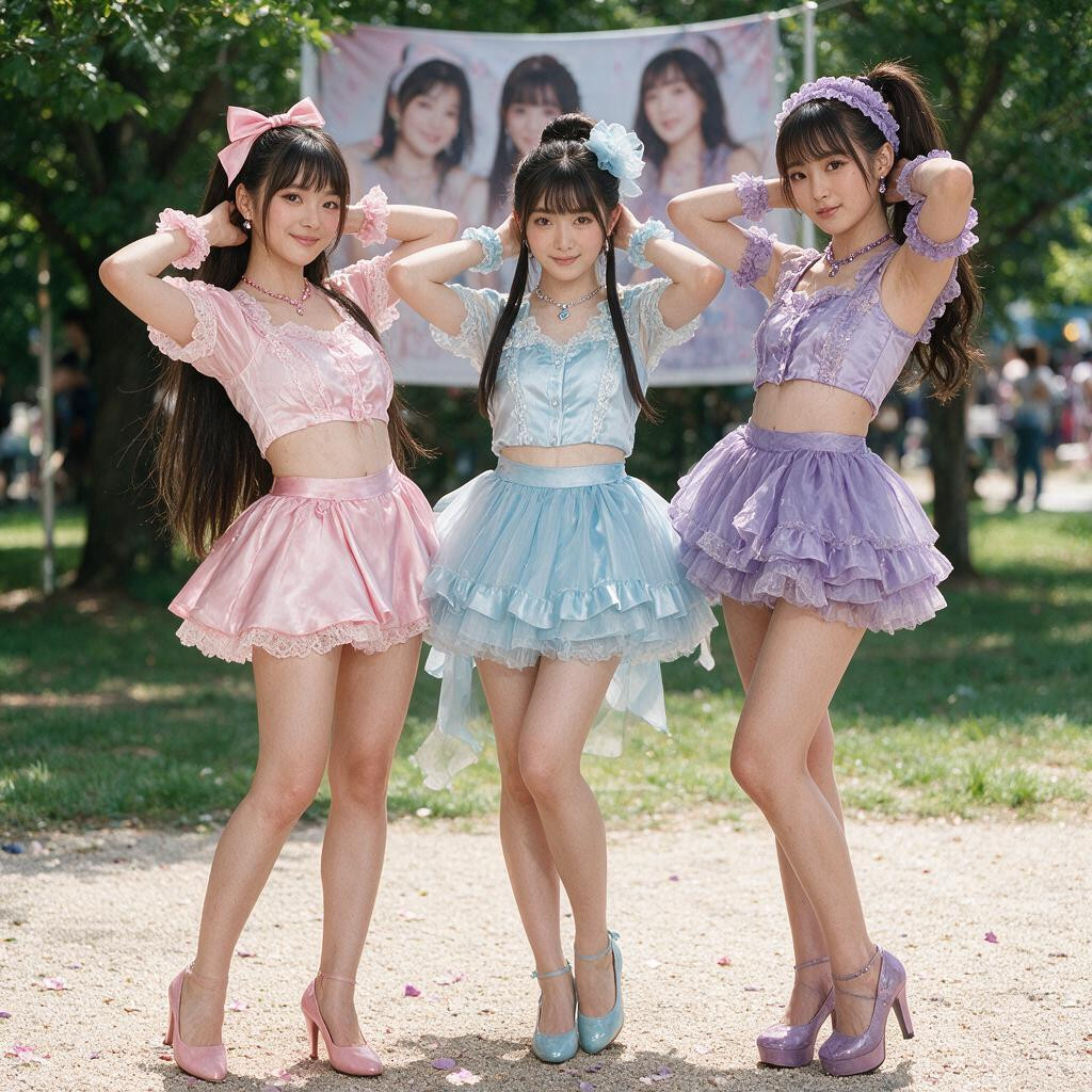 Toned Waist And Physique, All Five Of Them Have Their Breasts Exposed While Still Wearing Their Tops, Three Idols Are Wearing Nothing On Their Lower Bodies Asian AI Porn