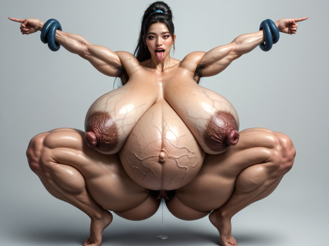 Outstretched Arms, Blunt Bang, Sit On The Floor With One's Back Against The Wall Asian AI Porn