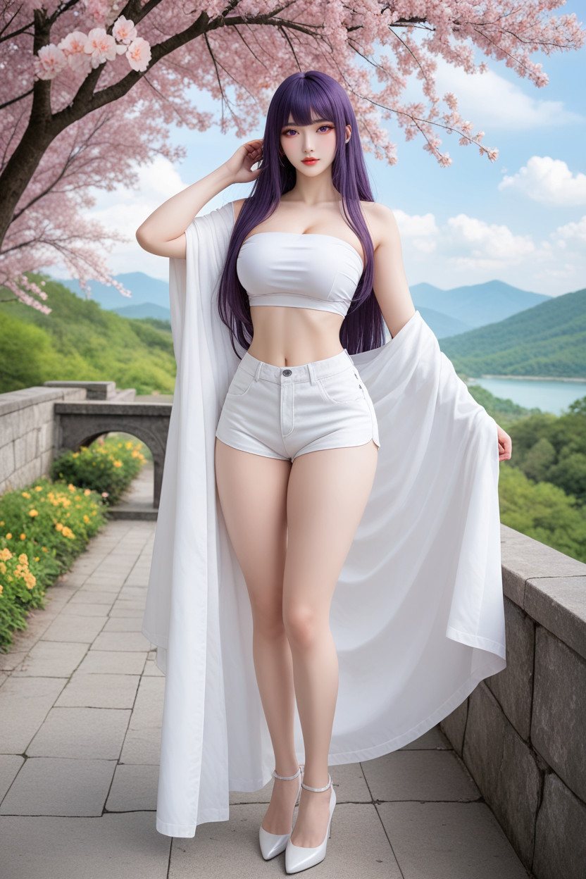 Sunny, Purple Eyes, White Hotpants Asian AI Porn