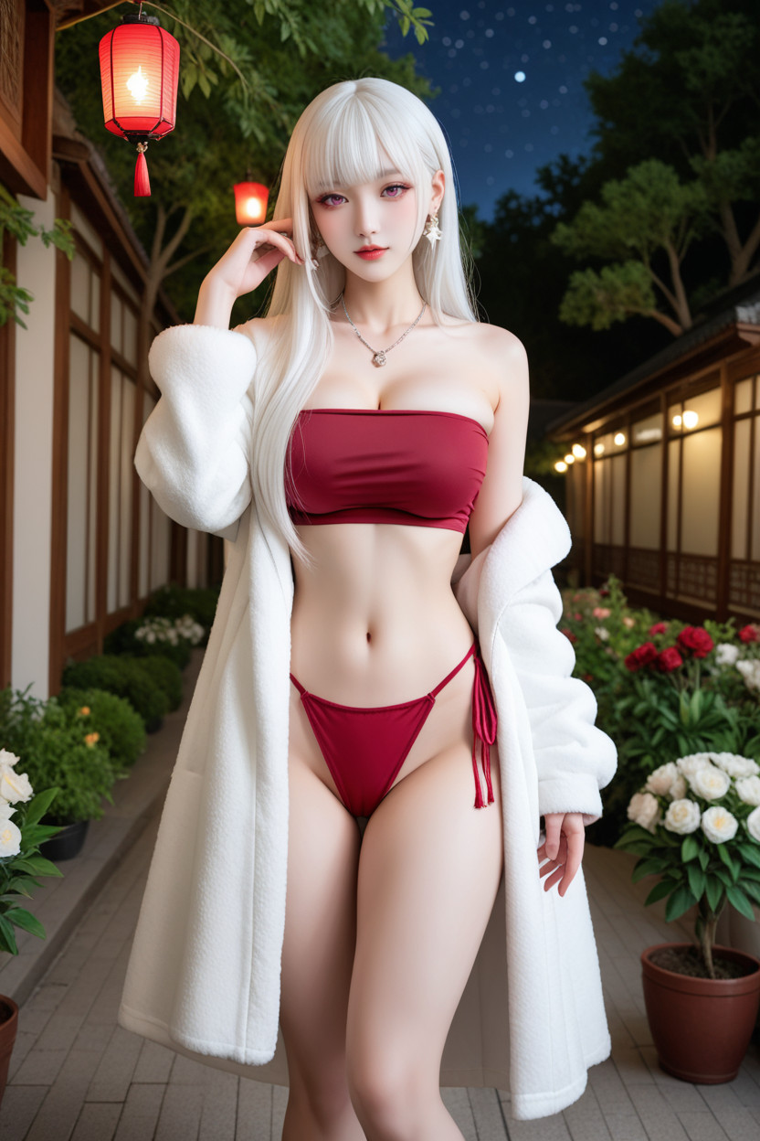 Burgundy Sandals, Black Thighs Strap Garter, Chinese Idol Asian AI Porn