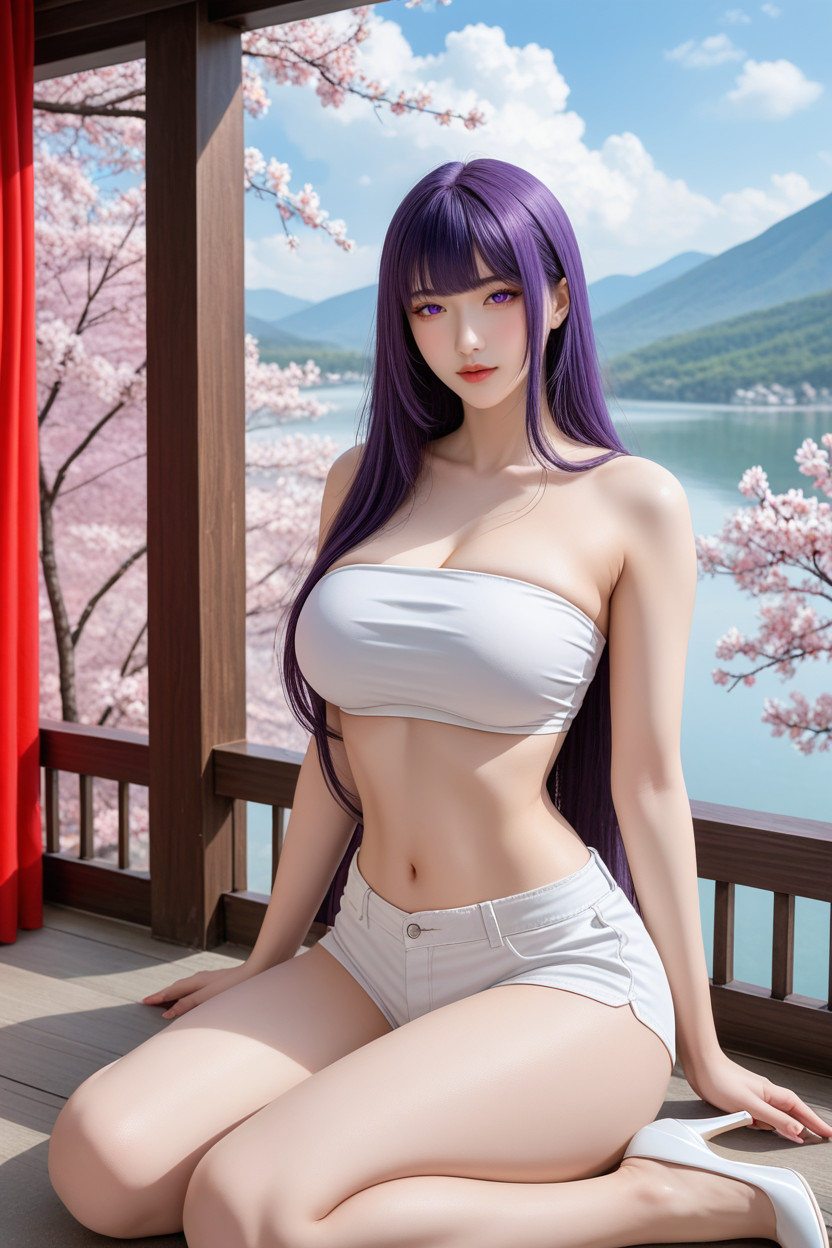 Perfect Curvy Body, Wide Hip, Cherry Blossom Trees Porno asiático IA