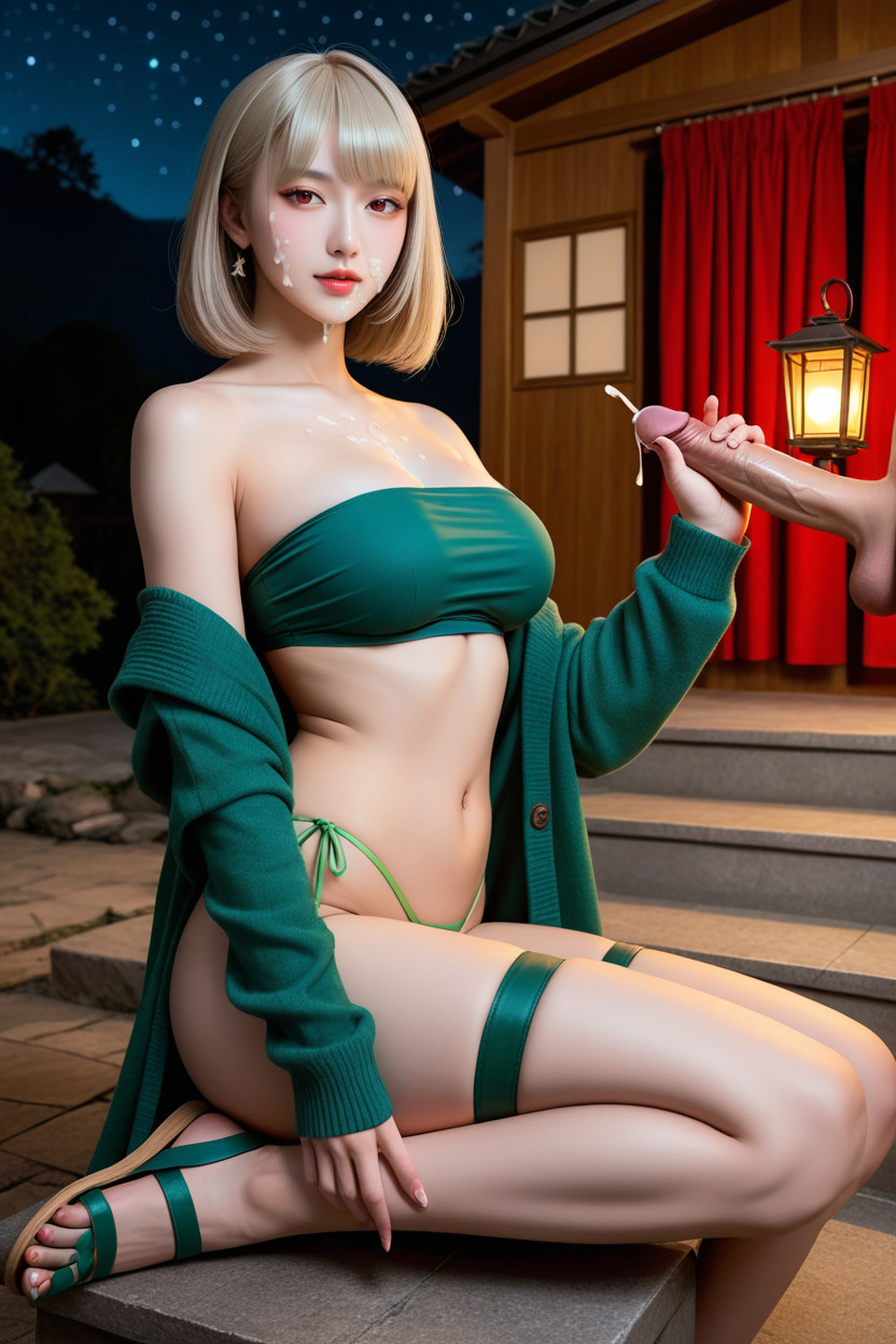 Chinese Idol Face, Street Lantern, Very Smooth Skin Asian AI Porn