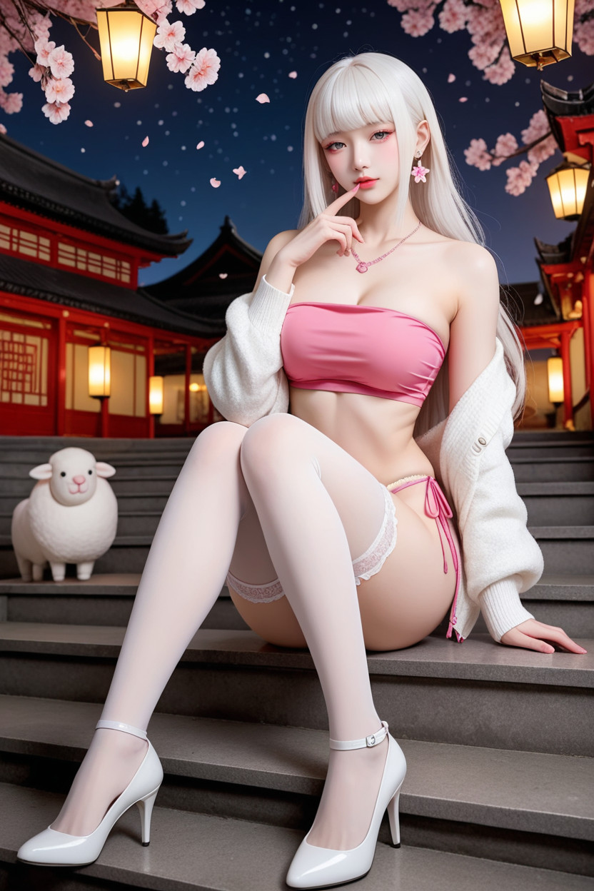 High Resolution, Legs Together, Albino Skin Asian AI Porn