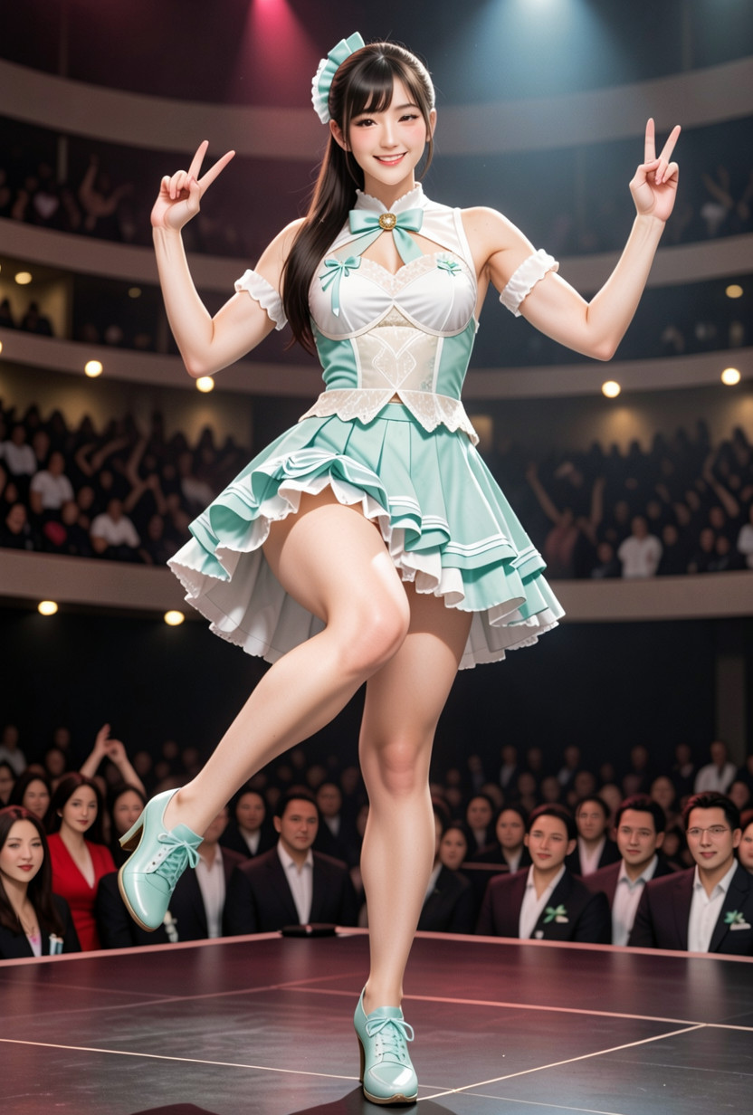 Clear Bright Skin, Black Hair With Bangs, Stage-appropriate Costume Asian AI Porn