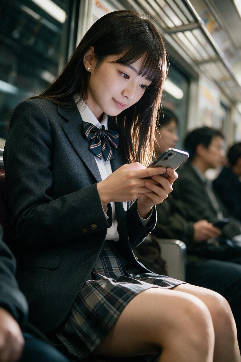 Super Detailed Face, Pleated Tartan Skirt, Hard Light Asian AI Porn