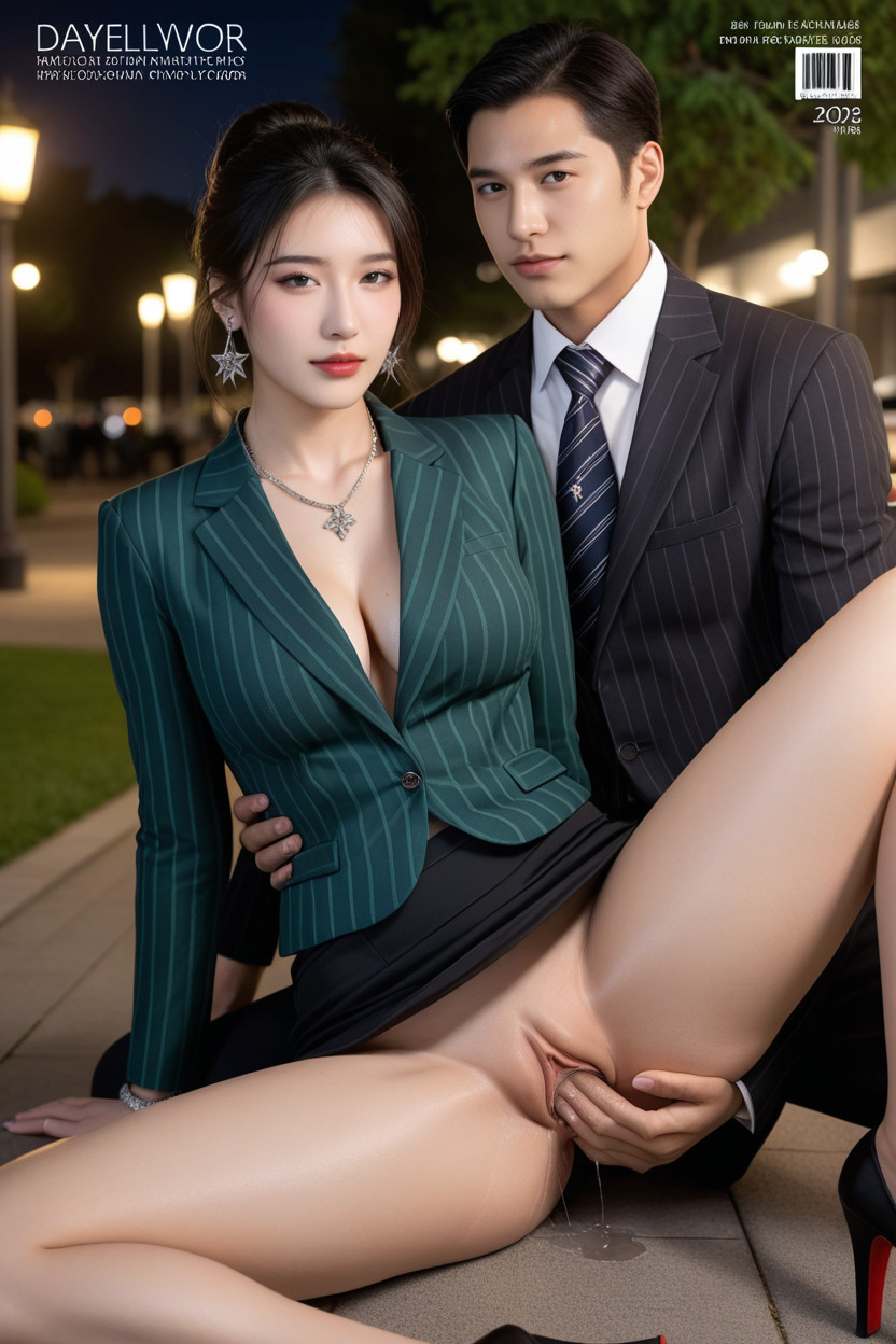 Blue Soles, Medium Length, Waist Asian AI Porn