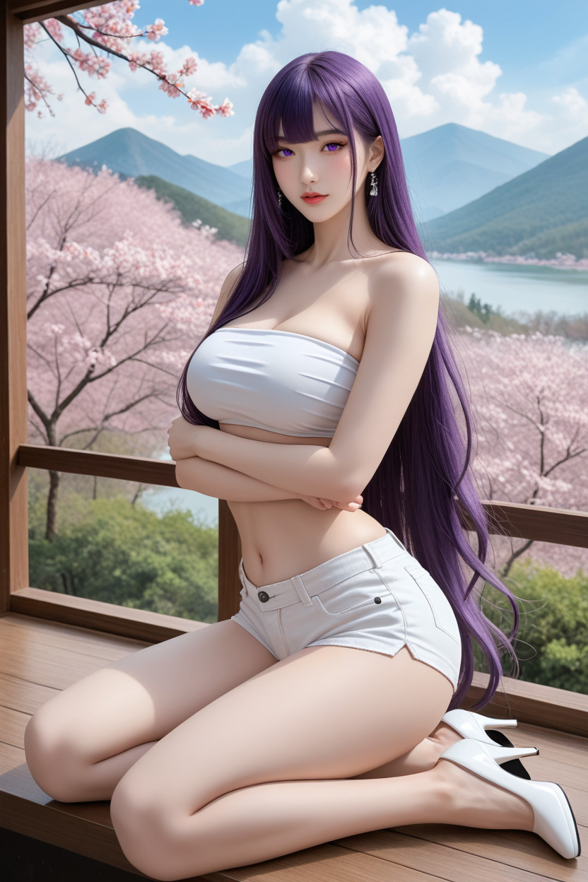 Lake And Mountain View, Chinese Idol Face, Makeup Asian AI Porn