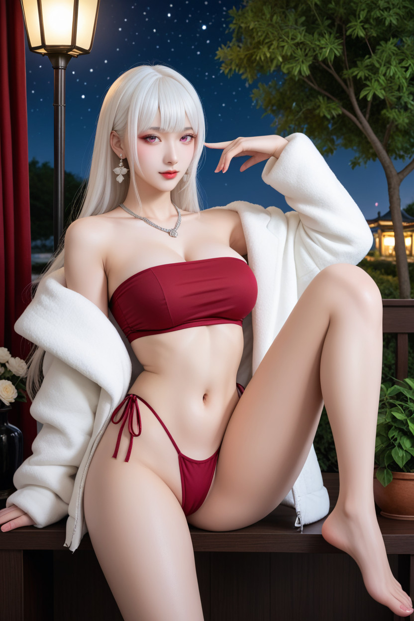 Stone Path, Chinese Goddes, Albino Skin Asian AI Porn