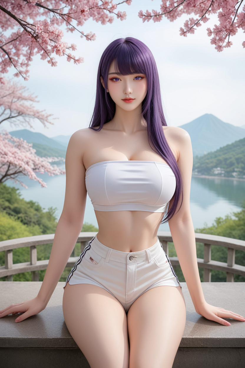 Perfect Chinese Idol Face, Hello Gesture, Lake And Mountain View Asian AI Porn