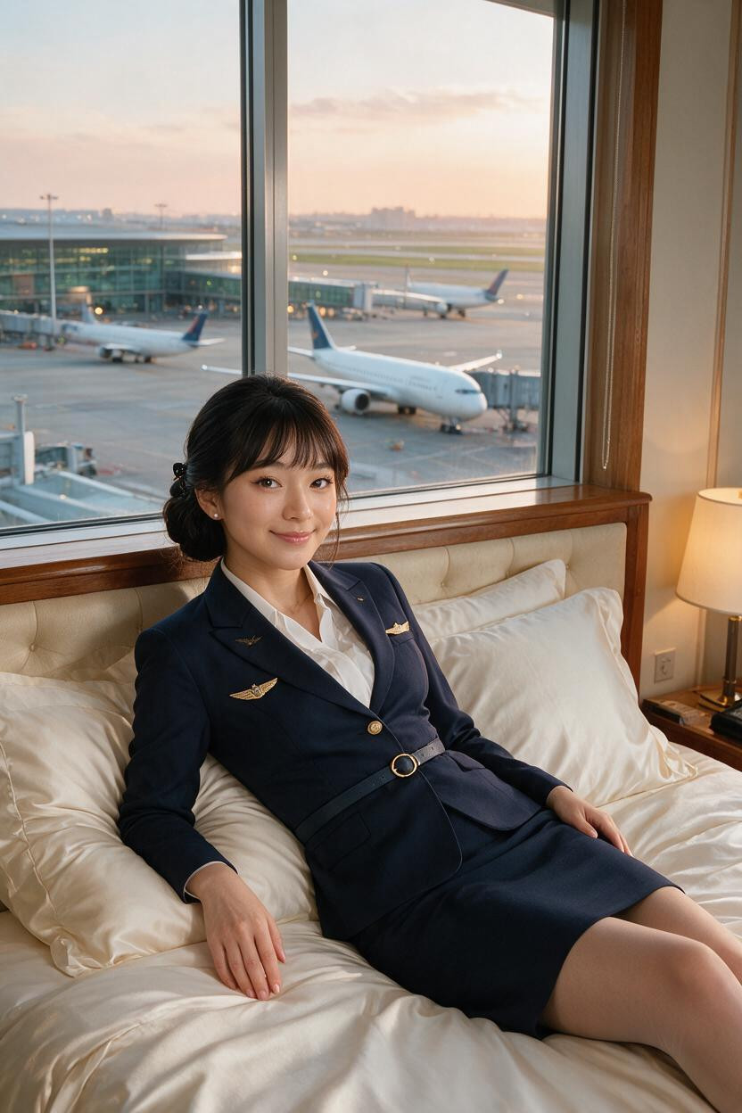 Cum, Window With Airport View, Elegant Beauty Asian AI Porn