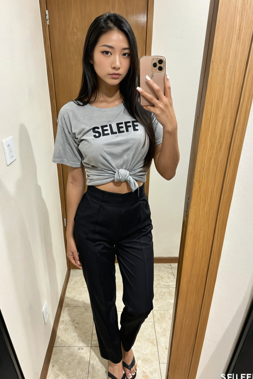 Japanese Female, Gray Eyes, Aburrido Porno asiático IA