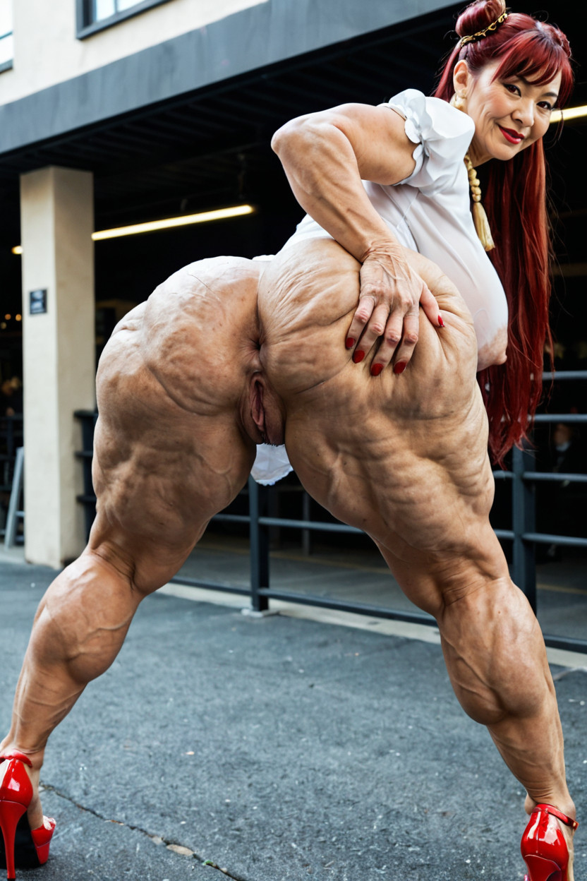 60+, Ssbbw, Red Public Hair Asian AI Porn