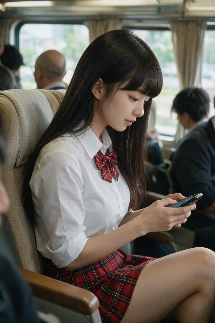 Ultra-high Resolution, Inside A Japanese Train; A Bald, Gopro-style Asian AI Porn