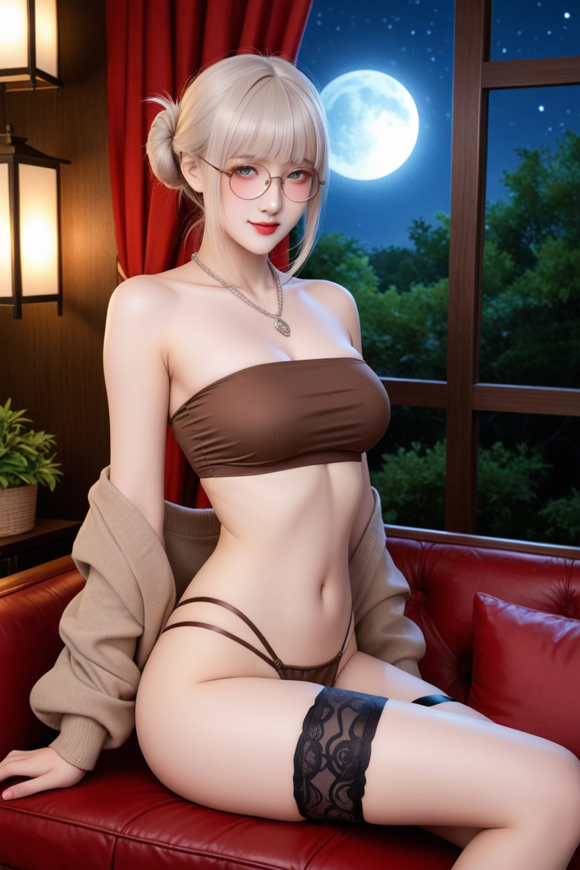 Medium Ass, Detailed Face, Albino Skin Asian AI Porn